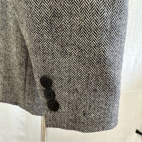 Lafayette 148 black/cream herringbone wool stretch one button blazer size 8 - Picture 8 of 14